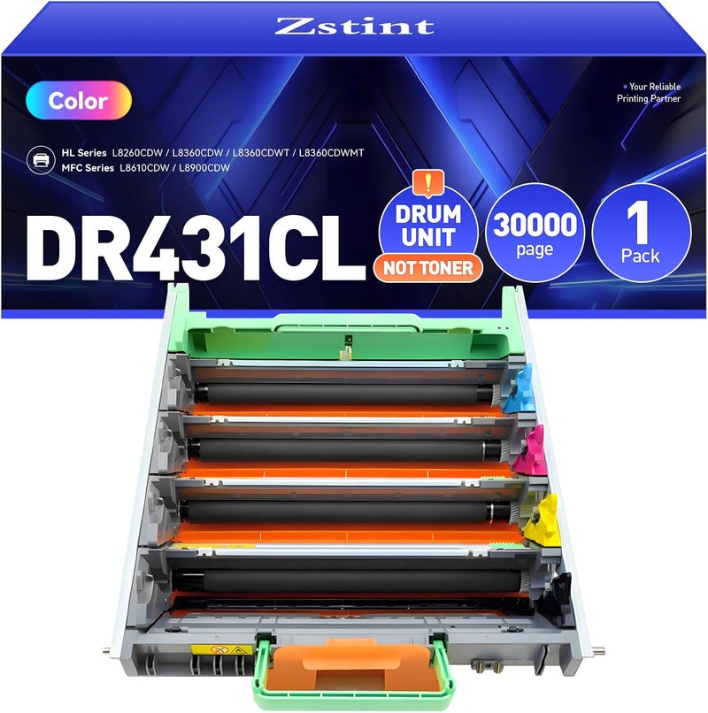 Zstint DR431CL Drum Unit Printer High Yield Replacement for Brother DR-431CL Imaging Drum Compatible with HL-L8360CDW MFC-L8900CDW MFC-L8690CDW HL-L8260CDW MFC-L8610CDW MFC-L8905CDW MFC-L9570CDW HL-L8360CDWT - Image 1
